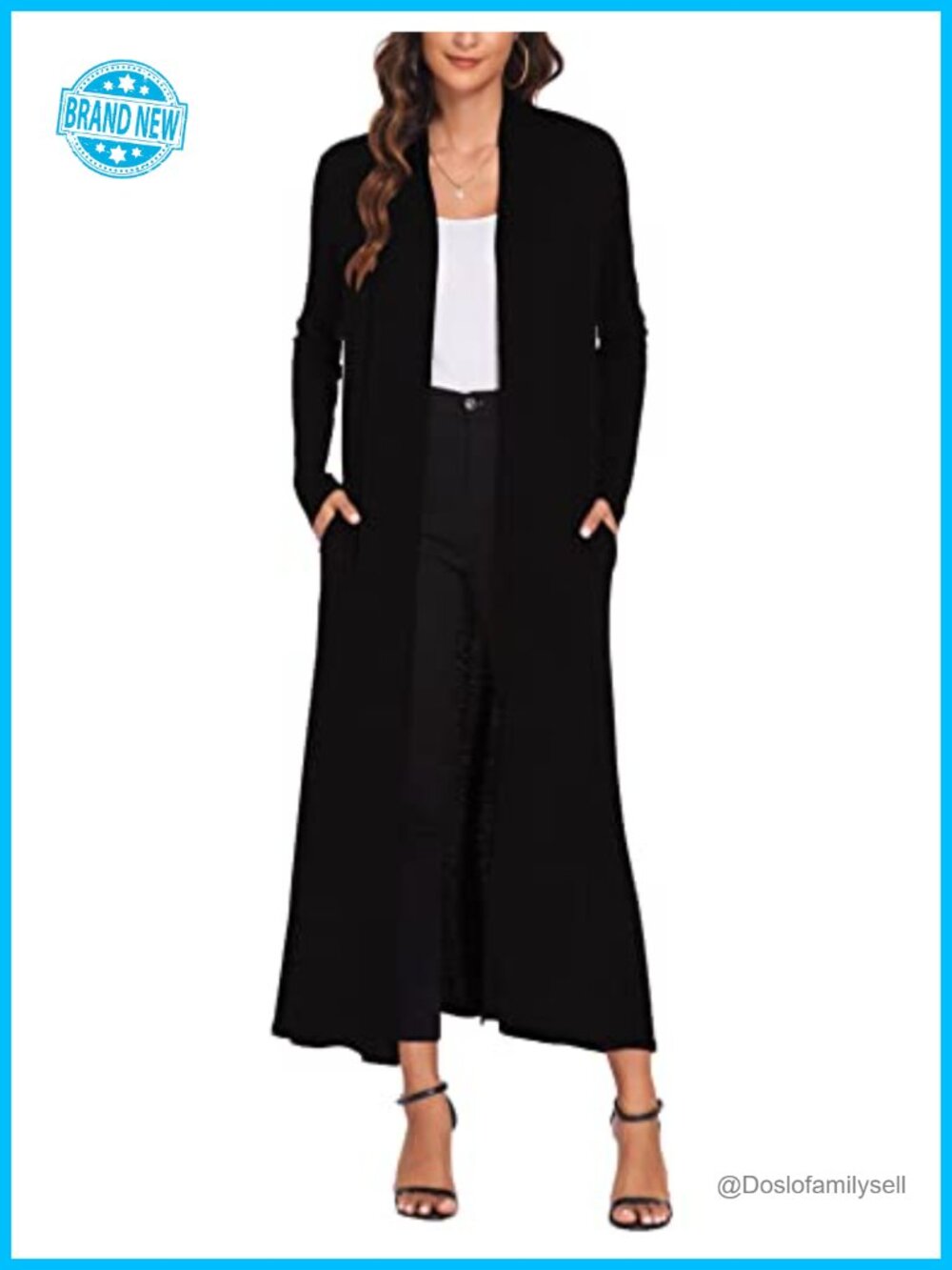 Women's Lightweight Open Front Duster Cardigan Floor Length Long Sleeve